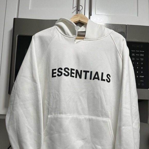 FOG Fear Of God Essentials White Hoodie Size Medium Oversized